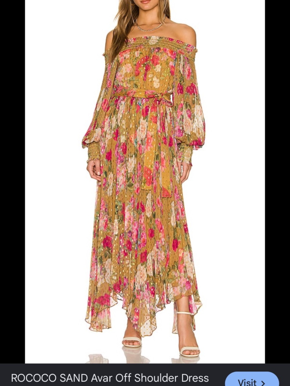 Rococo Sand Mustard One-Shoulder Floral Maxi Dress